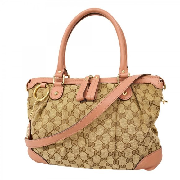 Gucci GG Canvas Sukey Handbag 247902 Beige Brown Women's P1370742 - Picture 1 of 11